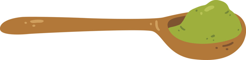 Matcha Powder Spoon Vector Illustration