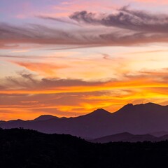 Fototapeta premium Mountain sunset sky view