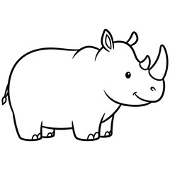 Adorable cartoon rhino with a friendly smile, perfect for children's books and educational content