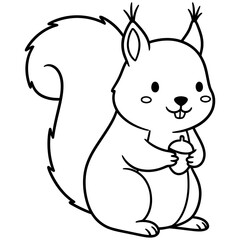 Adorable cartoon squirrel holding an acorn, perfect for children's books and charming designs