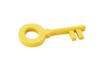Yellow plastic key isolated on transparent background
