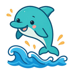 Naklejka premium PNG Playful cartoon dolphin illustration.