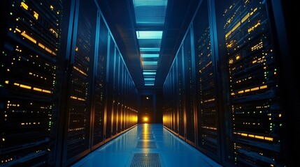 An ultramodern secure computing environment with advanced servers and cybersecurity tools.