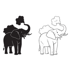 An Elephant Side View Art - Calm Presence - Strong Body - Elephant silhouette - Elephant lineart - Elephant vector - silhouette & lineart of Elephant

