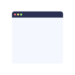 minimalist browser window icon. flat vector illustration of web interface frame for ui design and development projects