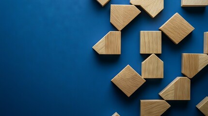 a visually engaging composition of wooden blocks carefully arranged in a connected grid pattern, symbolizing partnership and cooperation the arrangement forms a harmonious, structured layout against