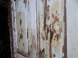 A worn old wooden door