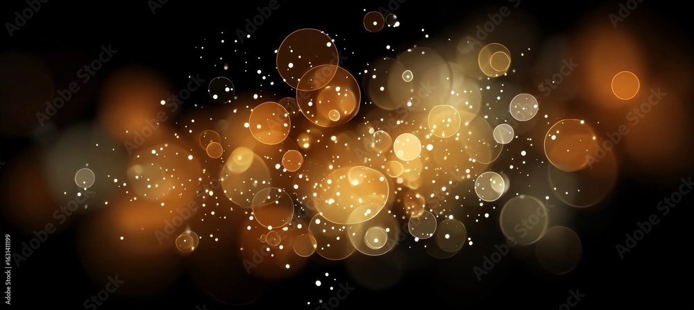 Wall mural golden splendor captivating bokeh symphony with dazzling glitters on elegant black background