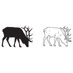 An Elk Contour Assets - Professional Quality - Easy to Use - Elk silhouette - Elk lineart - Elk vector - vector set of Elk

