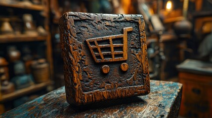 Wooden shopping cart symbol (1)