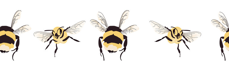 Naklejka premium Bee icon border. Bee silhouette symbol. Bee border isolated on white background
