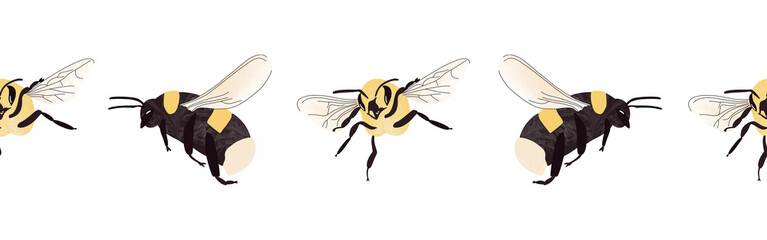 Bee icon border. Bee silhouette symbol. Bee border isolated on white background