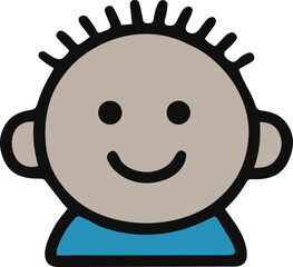 Cute Smiling Child Face Cartoon Icon vector art illustration