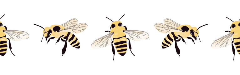 Bee icon border. Bee silhouette symbol. Bee border isolated on white background