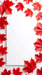 Obraz premium Red maple leaves frame white paper