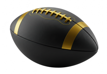 Black and gold american football isolated on transparent background
