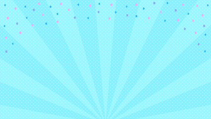 水色の水玉の背景に放射線と紙吹雪のイラスト - ポップでかわいい派手なバナー･背景素材 - 16:9