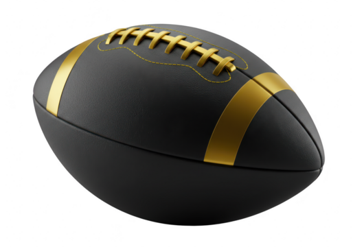 Black and gold american football isolated on transparent background