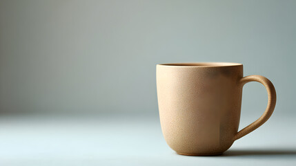 a minimalist image of a tan mug