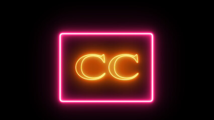 Glowing neon CC symbol representing creative collaboration innovation and connection on black