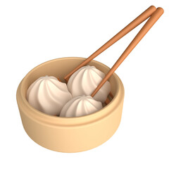 Steamed Bun 3D Illustration