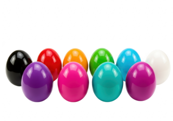 Colorful easter eggs in a group, isolated on transparent background
