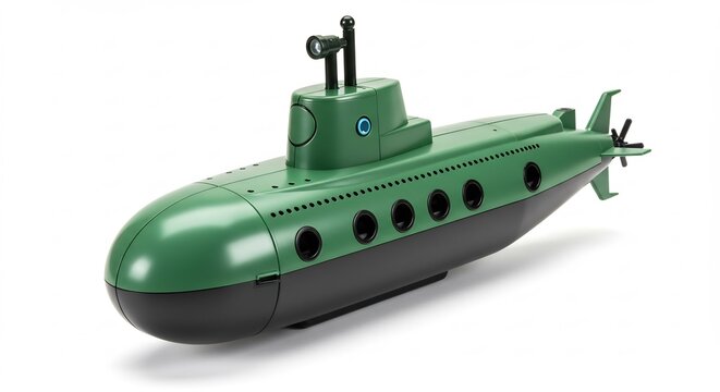 Dunkelgrune UBoot Modell leuchtet kraftvoll detailliert. AI Generated