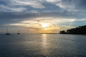 Naklejka premium Sunset Over Tahaa Island, French Polynesia