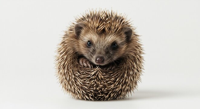 Niedlicher Igel rollt sich auf sanftem Hintergrund ein. AI Generated