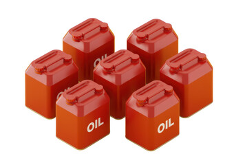 Obraz premium Group of red fuel canisters isolated on transparent background