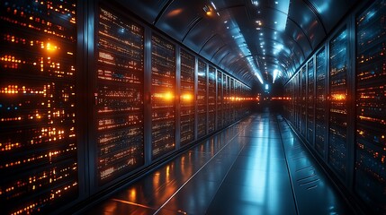 Obraz premium Data rack center corridor technology