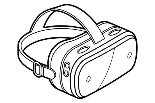 Detailed VR Headset Line Art &ndash; Isometric Vector Design
