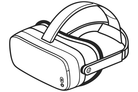 Detailed VR Headset Line Art &ndash; Isometric Vector Design
