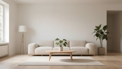 Minimalist Living Room with Neutral Colors and Natural Light
