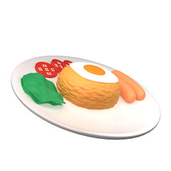 Fried Rice With Egg 3D Illustration