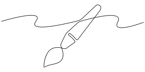 one line art paintbrush vector illustration. line art, one continuous line, simple, hand drawn and sketch style. for icons, symbols, signs or logos. 