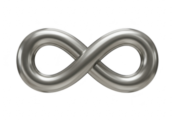Silver infinity symbol isolated on transparent background