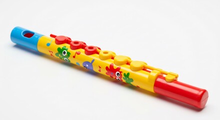 Fr�hliche Kinderfl�te leuchtet bunt hell Spielzeug Musik Instrument. AI Generated