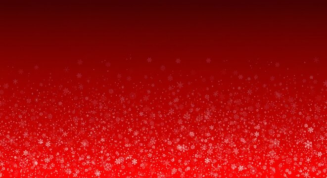 Rot leuchtende Schneeflocken tanzen sanft auf dunklem Hintergrund. AI Generated