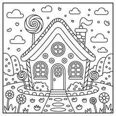 Little Candy Houses Coloring Pages