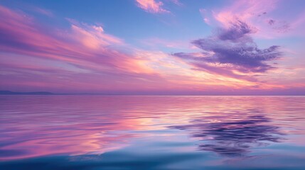 Fototapeta premium Stunning panoramic view of a sunset over the ocean with vibrant colors and serene reflections 