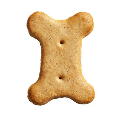 A single baked bone shaped dog treat isolated on transparent background