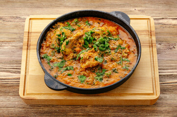 Georgian soup with meat and herbs