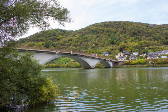 View of Treis-Karden town with the Moselle river in Germany