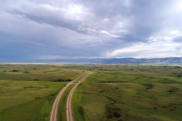 The Rolling green hills of Montana and Wyoming