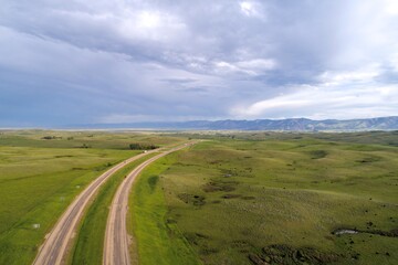 The Rolling green hills of Montana and Wyoming