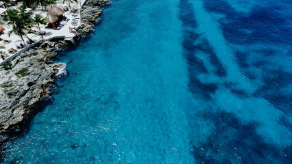 Drone shot of a beach in Mexico