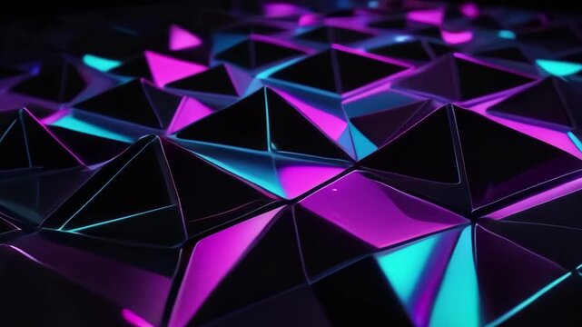 geometric neon pyramids abstract background
