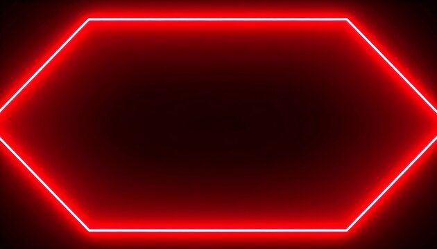 Red neon hexagon frame (2)