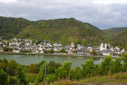 View of Treis-Karden town with the Moselle river in Germany
